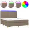 vidaXL Box spring postelja z vzmetnico LED taupe 180x200 cm blago