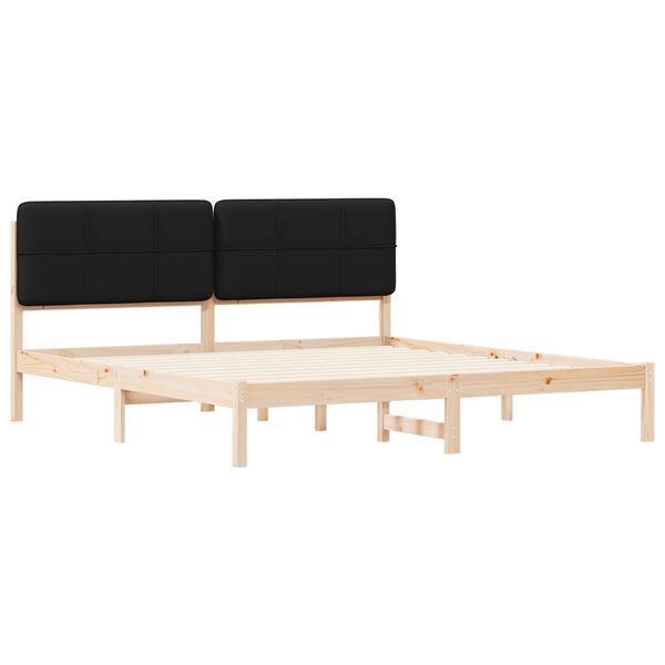 vidaXL Posteljni okvir z oblazinjenim vzglavjem Črna 180 x 200 cm