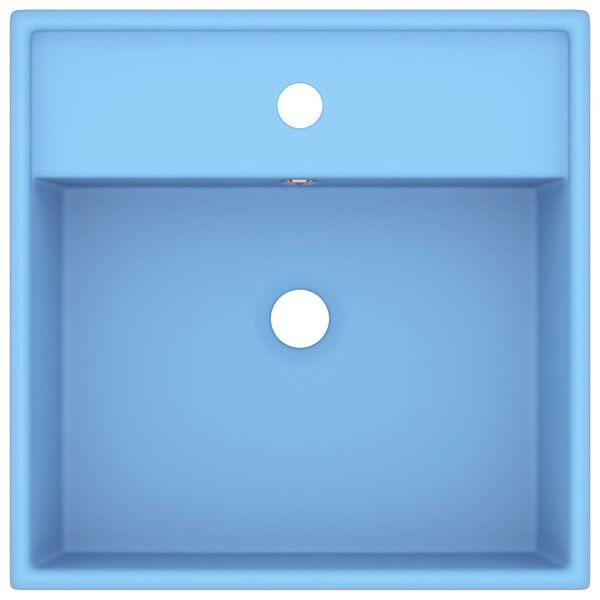 vidaXL Razkošen umivalnik kvadraten mat svetlo moder 41x41 cm keramika