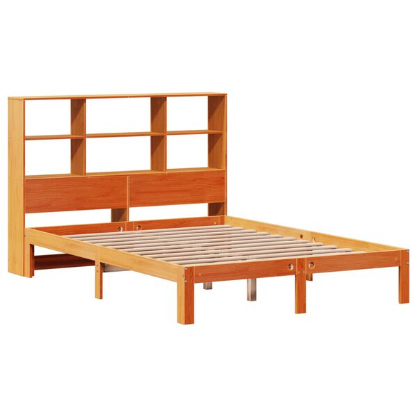 vidaXL Knjižna postelja brez vzmetnice vo&scaron;č. rjava 135x190 cm borovina