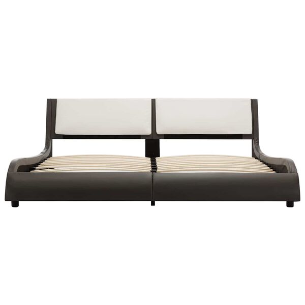 vidaXL Konstrukcija postelje Sivo in belo 160 x 200 cm Umetno usnje