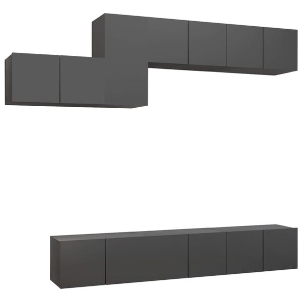 vidaXL Komplet TV omaric 7-delni siva iverna plo&scaron;ča