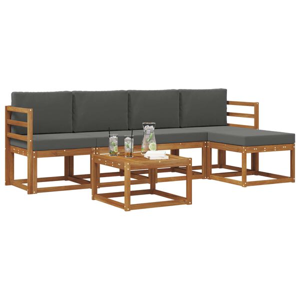 vidaXL Zunanja garnitura za sedenje 6 pcs Naravna in antracitna