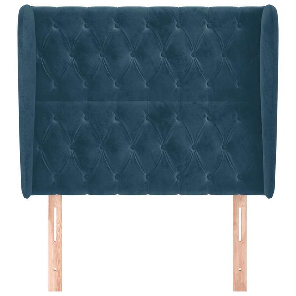 vidaXL Vzglavje z u&scaron;esi temno modra 103x23x118/128 cm žamet