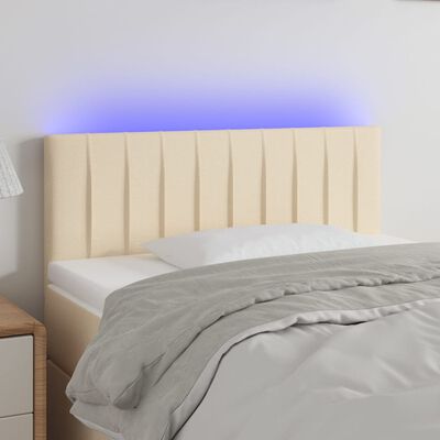 vidaXL LED posteljno vzglavje krem 90x5x78/88 cm blago