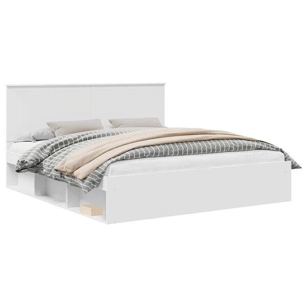 vidaXL Konstrukcija postelje Bela 180 x 200 cm Masivno borovo les