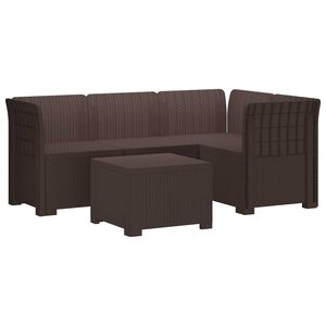 vidaXL 4-sedežna vrtna sofa z rattan videzom PP Rjava