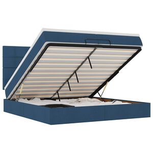vidaXL Otomanski posteljni okvir z vzmetnicami moder 200x200 cm blago