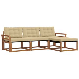 vidaXL Zunanja garnitura za sedenje z blazino 4 pcs Naravna in bež
