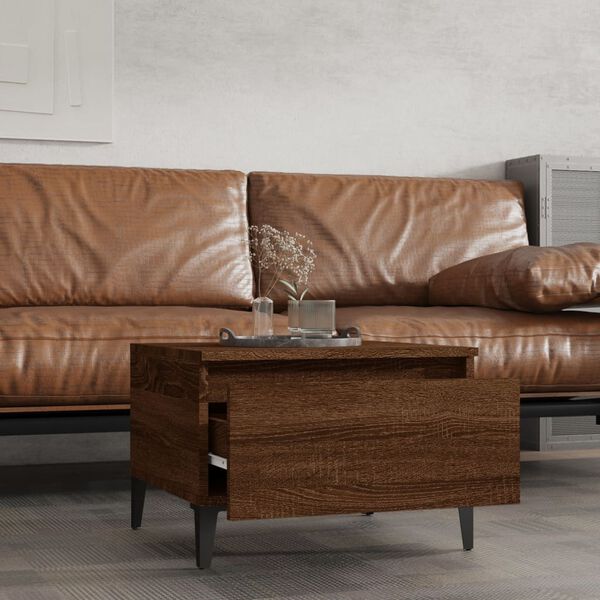 vidaXL Stranska mizica rjavi hrast 50x46x35 cm inženirski les