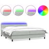 vidaXL Box spring postelja z vzmetnico LED svetlo siva 200x210 cm žametna