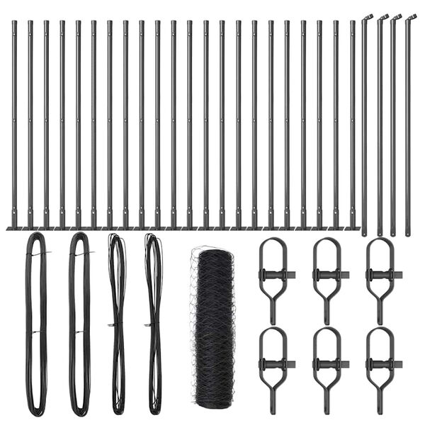 vidaXL Steber ograje. Siva 50 x 0,5 m (50 mm mreža) Jeklo in PVC