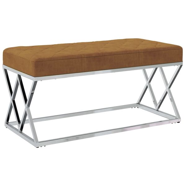 vidaXL Klop rjav žamet in nerjaveče jeklo