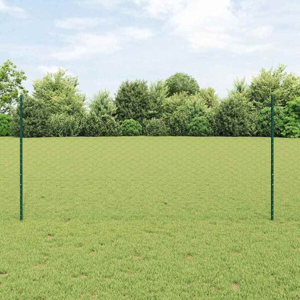 vidaXL Ograja s stebrom Zelena 1,2 x 25 m Jeklo