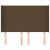 vidaXL Vzglavje z u&scaron;esi temno rjavo 147x16x118/128 cm blago