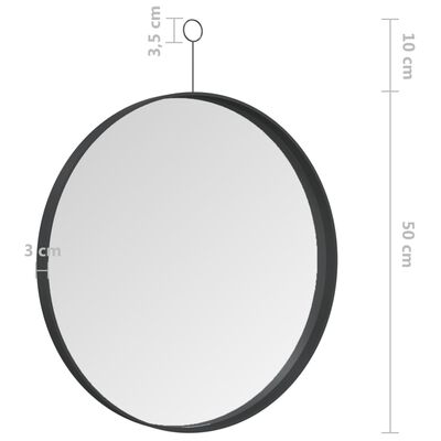 vidaXL Viseče ogledalo s kavljem črno 50 cm