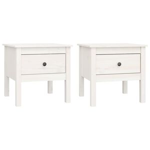 vidaXL Stranske mizice 2 kosa bele 50x50x49 cm trdna borovina