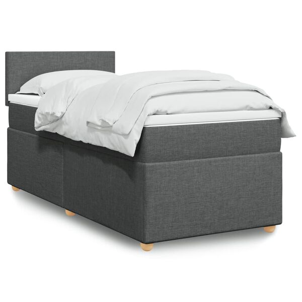 vidaXL Box spring postelja z vzmetnico temno siva 90x190 cm blago