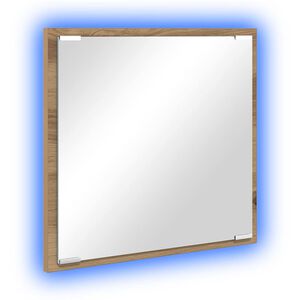 vidaXL LED kopalni&scaron;ko ogledalo Umetni hrast 40 x 37 x 8.5 cm