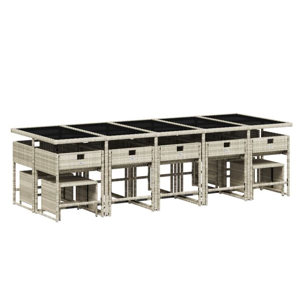 vidaXL Vrtna jedilna garnitura 15-delna z blazinami sv. siv poli ratan