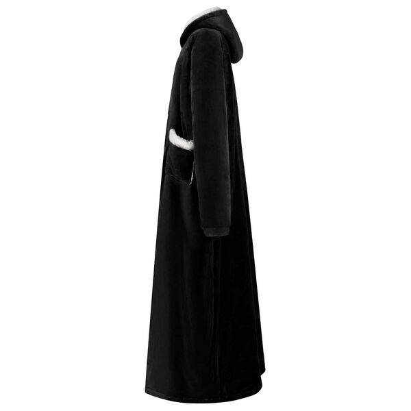 vidaXL Odeja s kapuco Črna l Flis in flanel