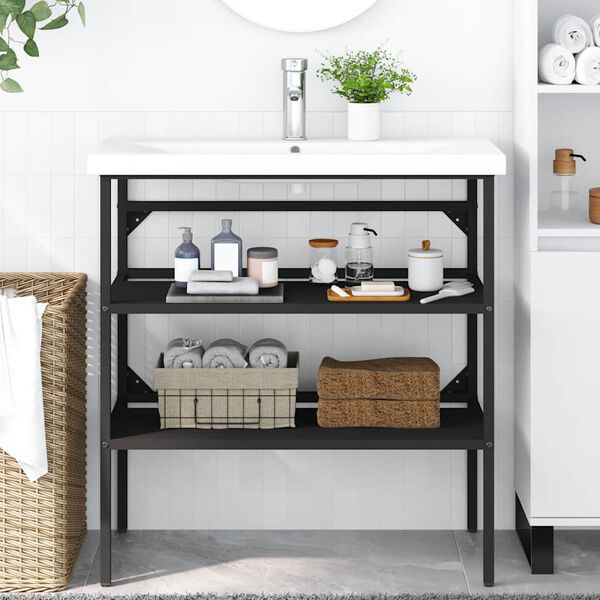 vidaXL Kopalni&scaron;ki regal črn 79x38x83 cm železo