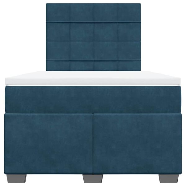 vidaXL Box spring postelja z vzmetnico modra 120x200 cm žamet