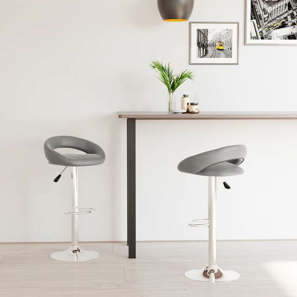 vidaXL Barski stolčki 2 kosa sivo umetno usnje