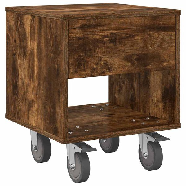 vidaXL Nočna omarica Dimljeni oreh 40,5 x 40 x 48 cm Konstruiran les