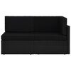 vidaXL Sekcijski kavč dvosed poli ratan črn