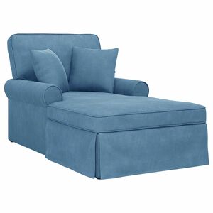 vidaXL Naslonjač z krilom 3 kos Modra Žametna tkanina 91 x 157 x 91 cm
