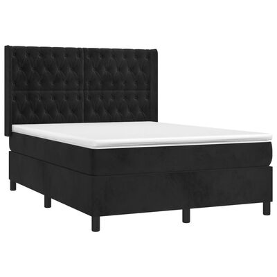 vidaXL Box spring posteljni z vzmetnico črn 140x190 cm žamet