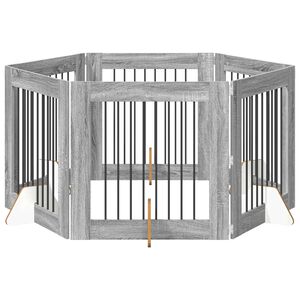 vidaXL Vrata za pse z stojali 6 pcs Siva Sonoma 80 x 80 cm