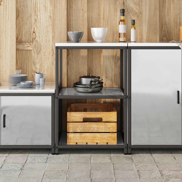 vidaXL Shramba za kuhinjo s polico srebrna 60 x 50 x 92 cm Jeklo