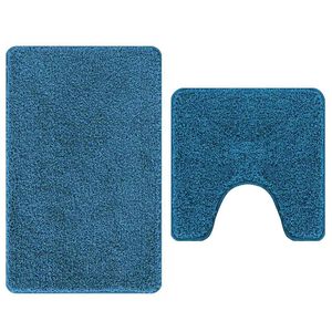 vidaXL Set protidrsnih kopalnih preprog 2 kos Modra 50 x 50 cm PP