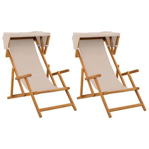 vidaXL Ležalnik 2 pcs 3 Položaj Trdna Eukaliptusova Les Bež