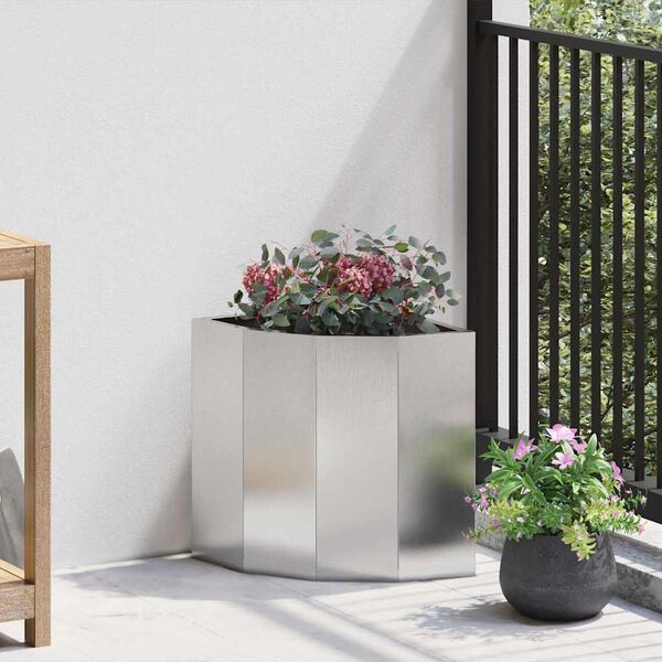 vidaXL Kotni sadilnik srebrna 30 x 30 x 35 cm Nerjaveče jeklo