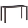 vidaXL Vrtna miza rjava 123x60x74 cm poli ratan