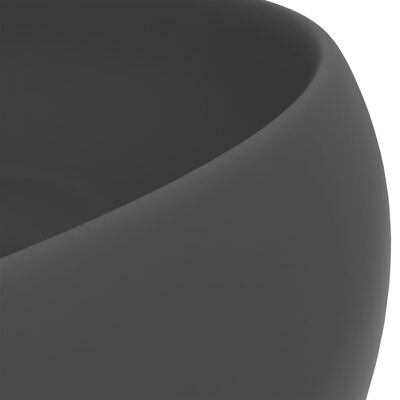 vidaXL Razkošen umivalnik okrogel mat temno siv 40x15 cm keramičen
