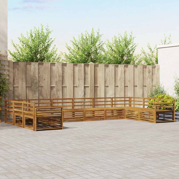 vidaXL Sedežne garniture 10 pcs Naravna Masiven les akacije