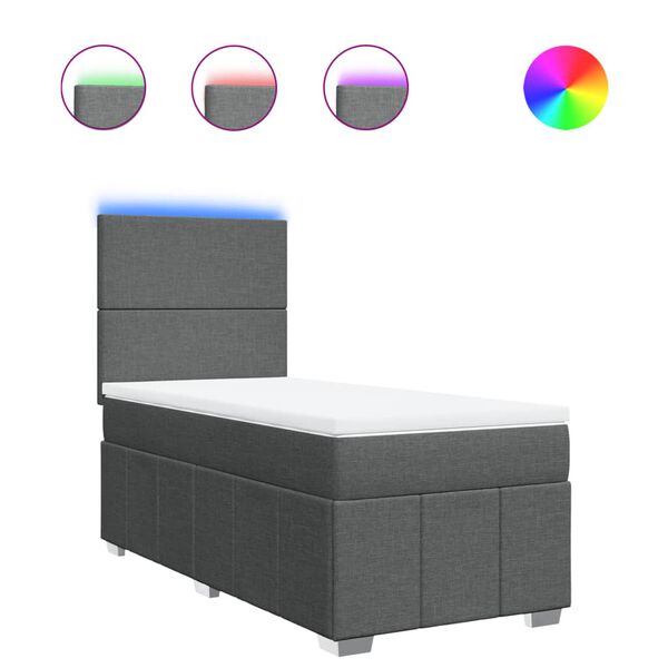 vidaXL Box spring postelja z vzmetnico temno siva 90x190 cm blago