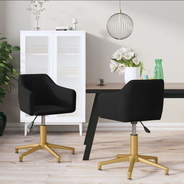 vidaXL Vrtljiv jedilni stol 2 kosa črn žamet