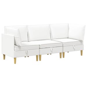 vidaXL Modularni kavč s shranjevanjem 3 pcs Bela Blago