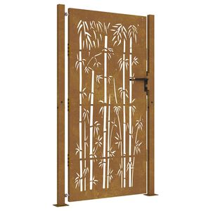 vidaXL Vrtna vrata 100x200 cm kortensko jeklo bambusov dizajn