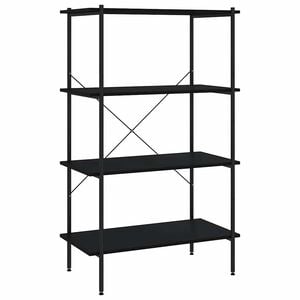 vidaXL 4-nadstropni regal s policami črn 80x40x130 cm