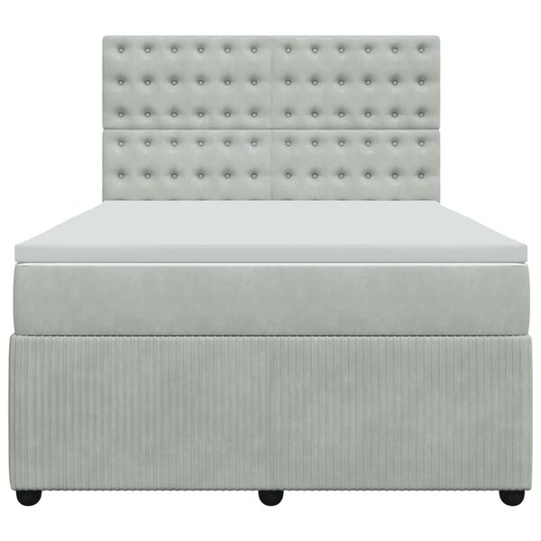 vidaXL Box spring postelja z vzmetnico svetlo siva 160x200 cm žamet