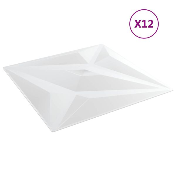 vidaXL Stenske plo&scaron;če Zvezda 12 pcs Bel Zvezda 50 x 50 cm XPS Pena