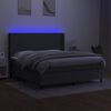 vidaXL Box spring postelja z vzmetnico LED temno siva 160x200 cm blago