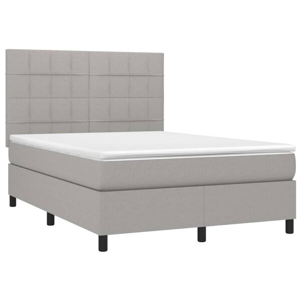vidaXL Box spring postelja z vzmetnico svetlo siva 140x200 cm blago