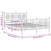 vidaXL Kovinski posteljni okvir z vzglavjem in vznožjem bel 120x200 cm